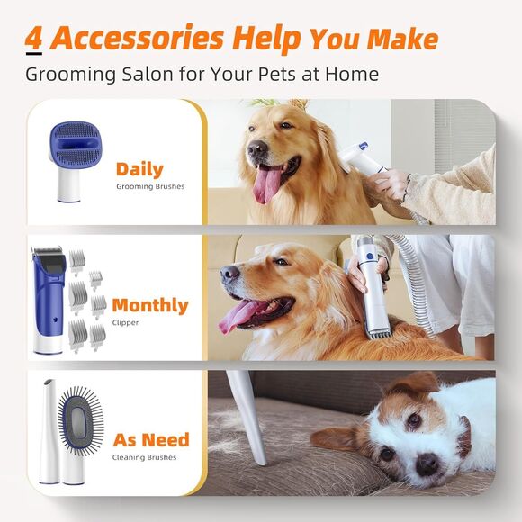 Dog Grooming Kit with Vacuum, All-In-One Pet Grooming Vacuum for Dogs and Cats, - Picture 5 of 15
